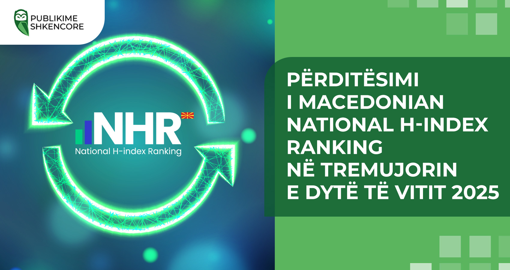Përditësimi i  Macedonian National H-index Ranking në tremujorin e dytë 2025